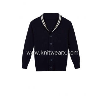 Boy's Knitted Shawl Neck Buttoned School Cardigan